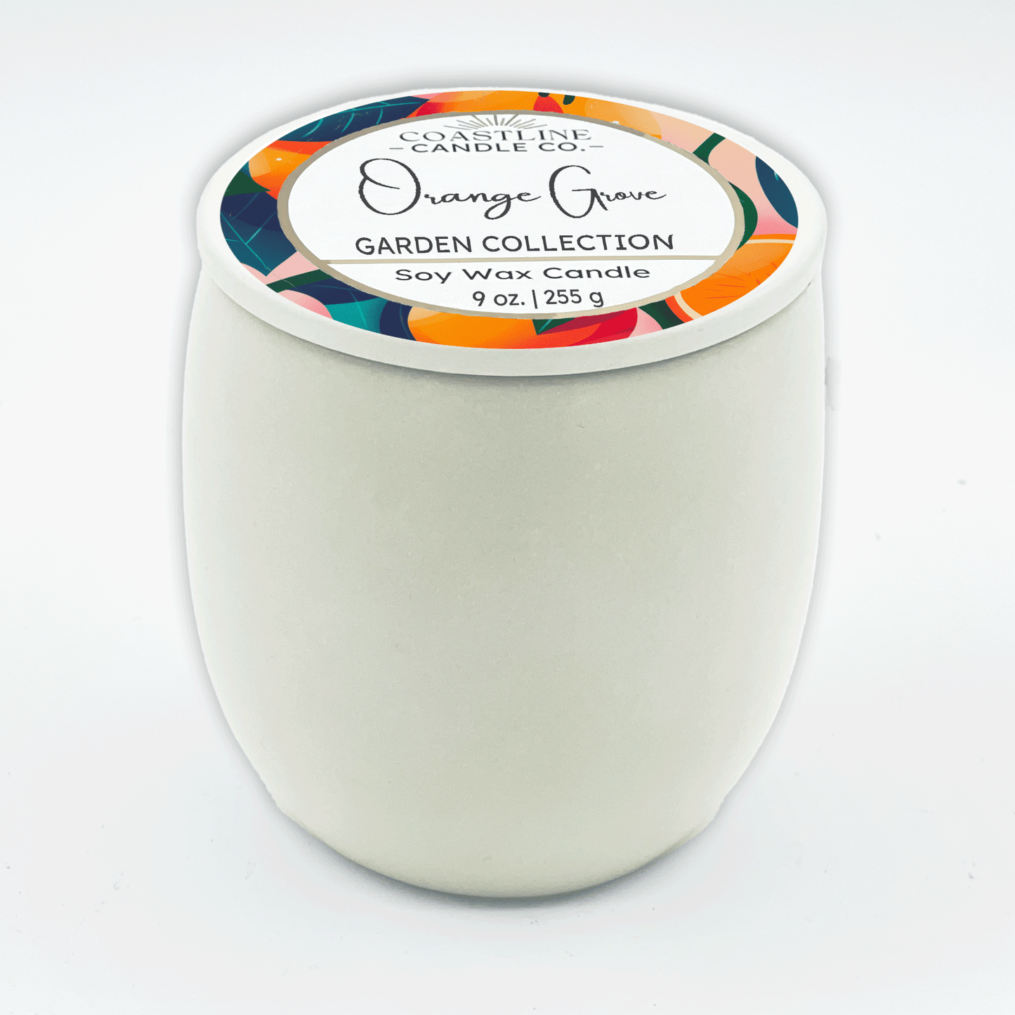 Orange Grove Soy Wax Candle - Garden Collection in 9 oz. White Concrete Jar