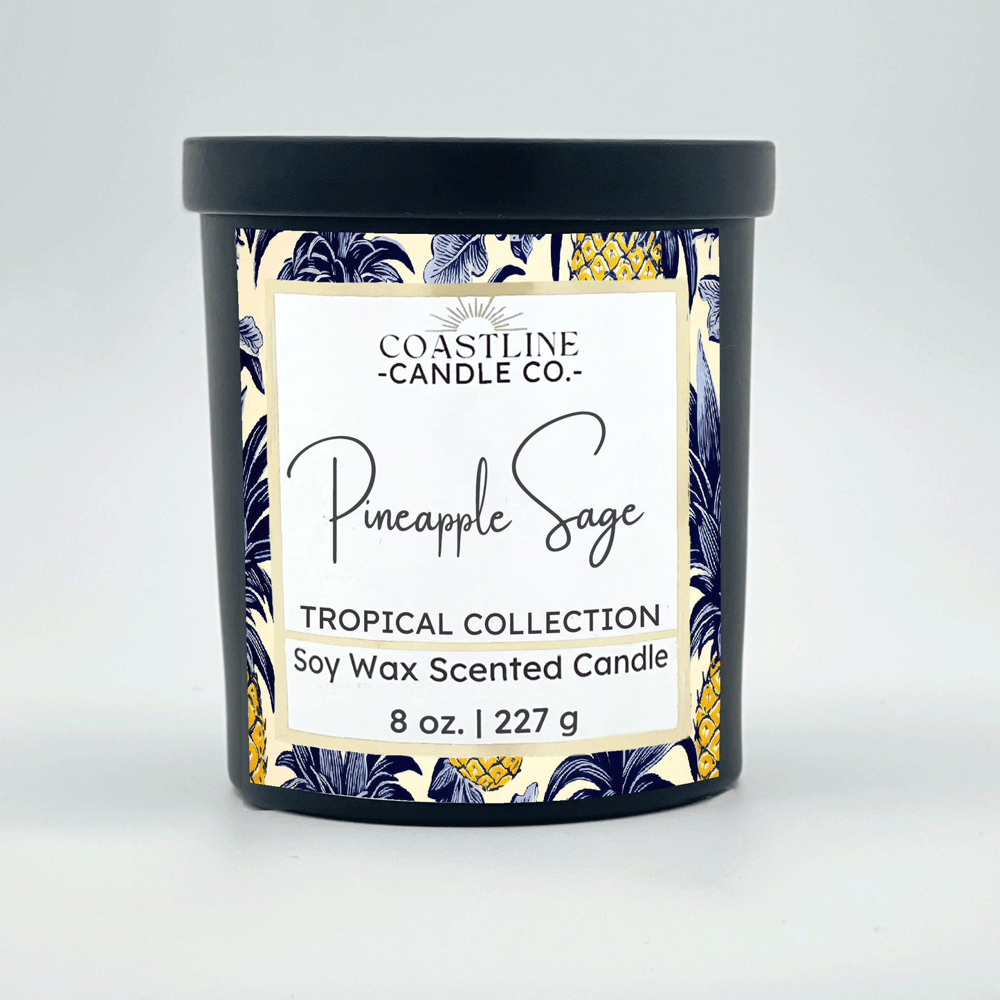 Pineapple Sage Soy Wax Candle - Tropical Collection in 8 oz. Black Jar