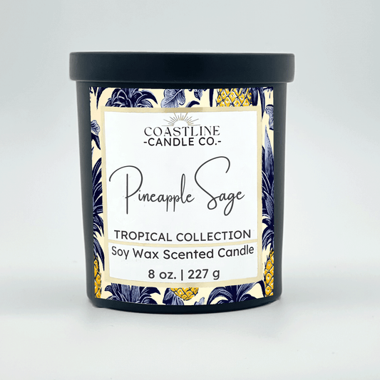 Pineapple Sage Soy Wax Candle - Tropical Collection in 8 oz. Black Jar