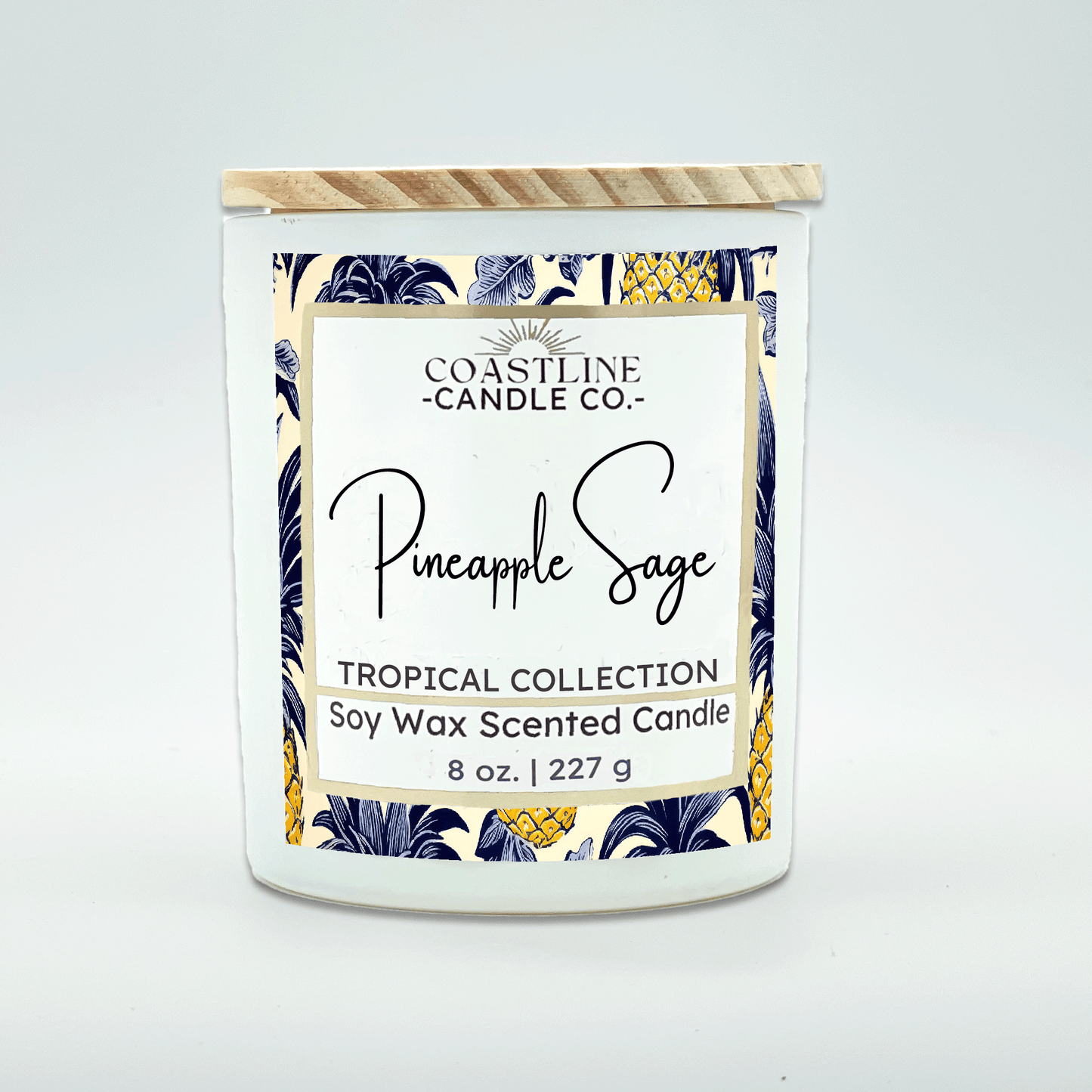 Pineapple Sage Soy Wax Candle - Tropical Collection in 8 oz. White Jar