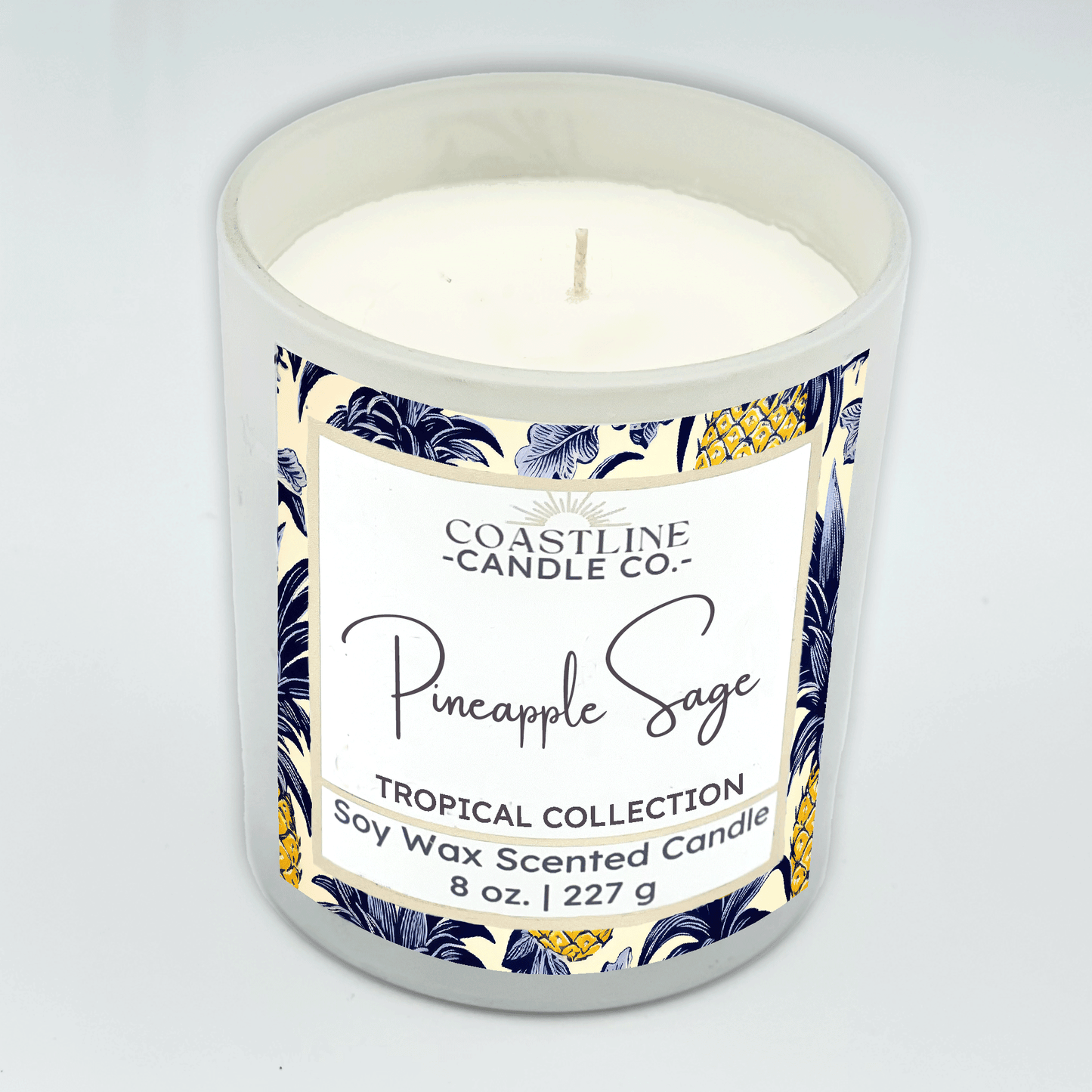 Pineapple Sage Soy Wax Candle - Tropical Collection in 8 oz. White Jar