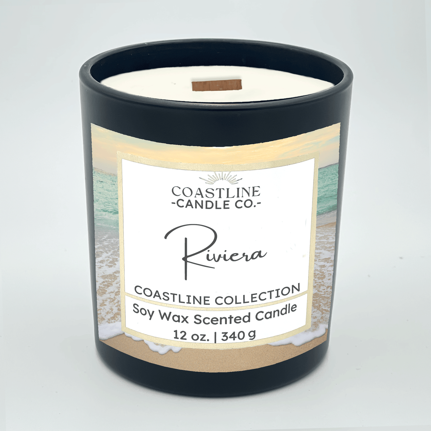 Riviera Soy Wax Candle - Coastline Collection in 12 oz. Black Jar