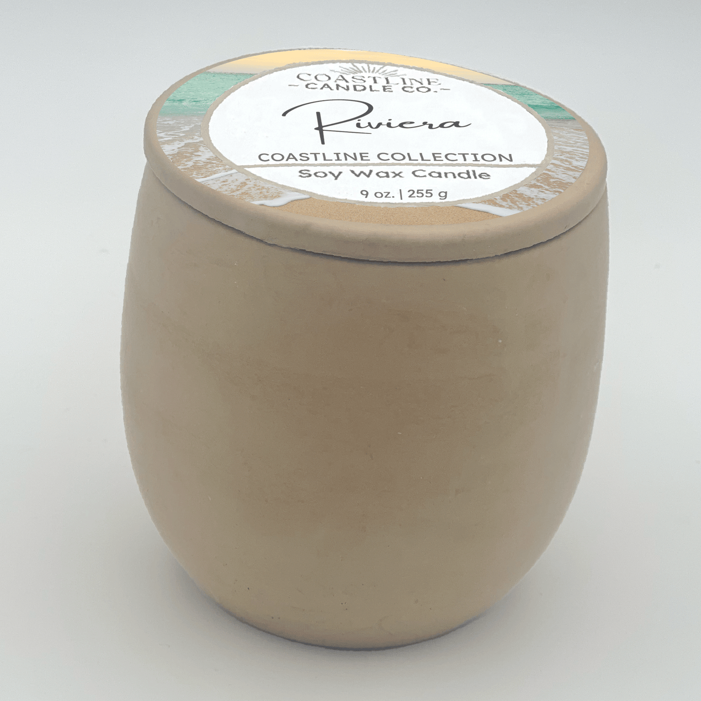 Riviera Soy Wax Candle - Coastline Collection in 9 oz. Beige Concrete Jar