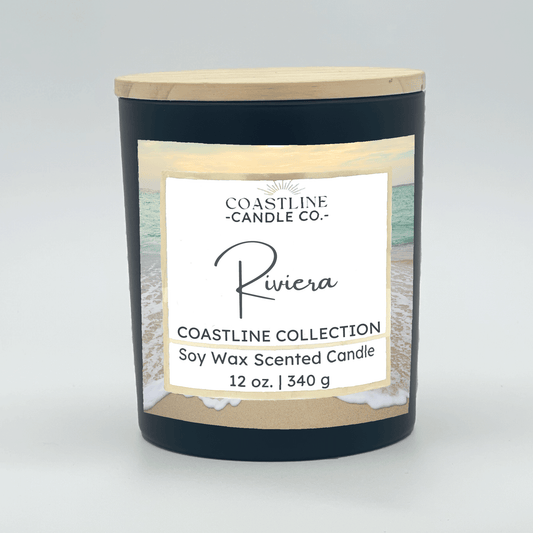 Riviera Soy Wax Candle - Coastline Collection in 12 oz. Black Jar