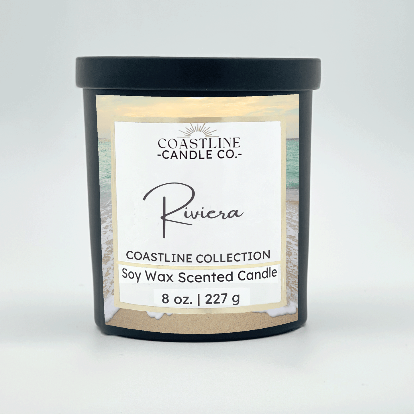 Riviera Soy Wax Candle - Coastline Collection in 8 oz. Black Jar