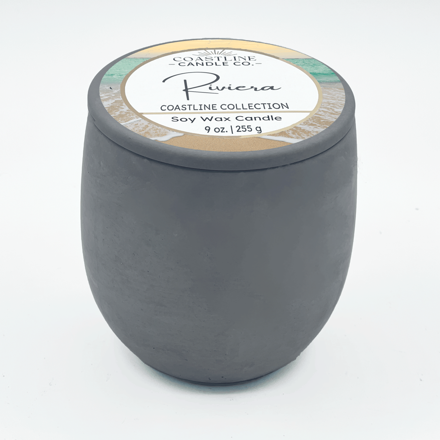 Riviera Soy Wax Candle - Coastline Collection in 9 oz. Gray Concrete Jar