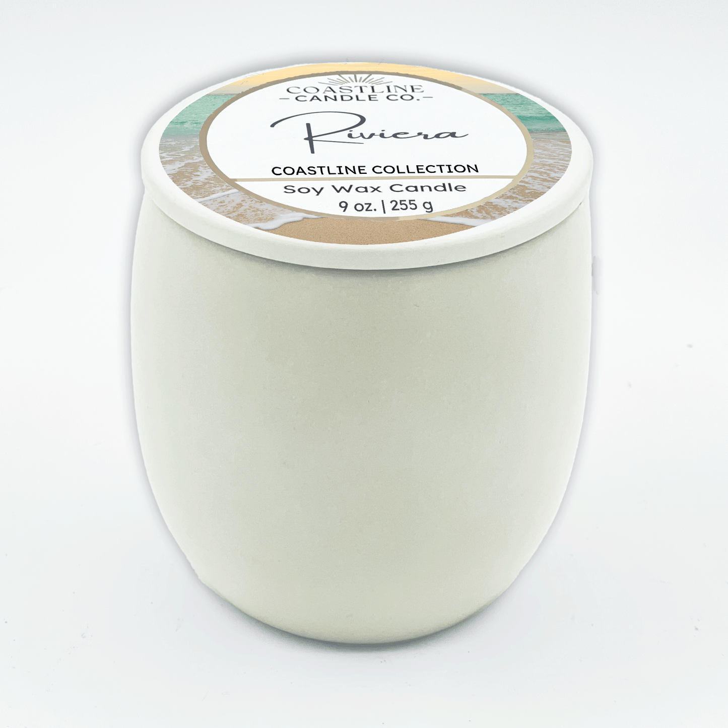 Riviera Soy Wax Candle - Coastline Collection in 9 oz. White Concrete Jar