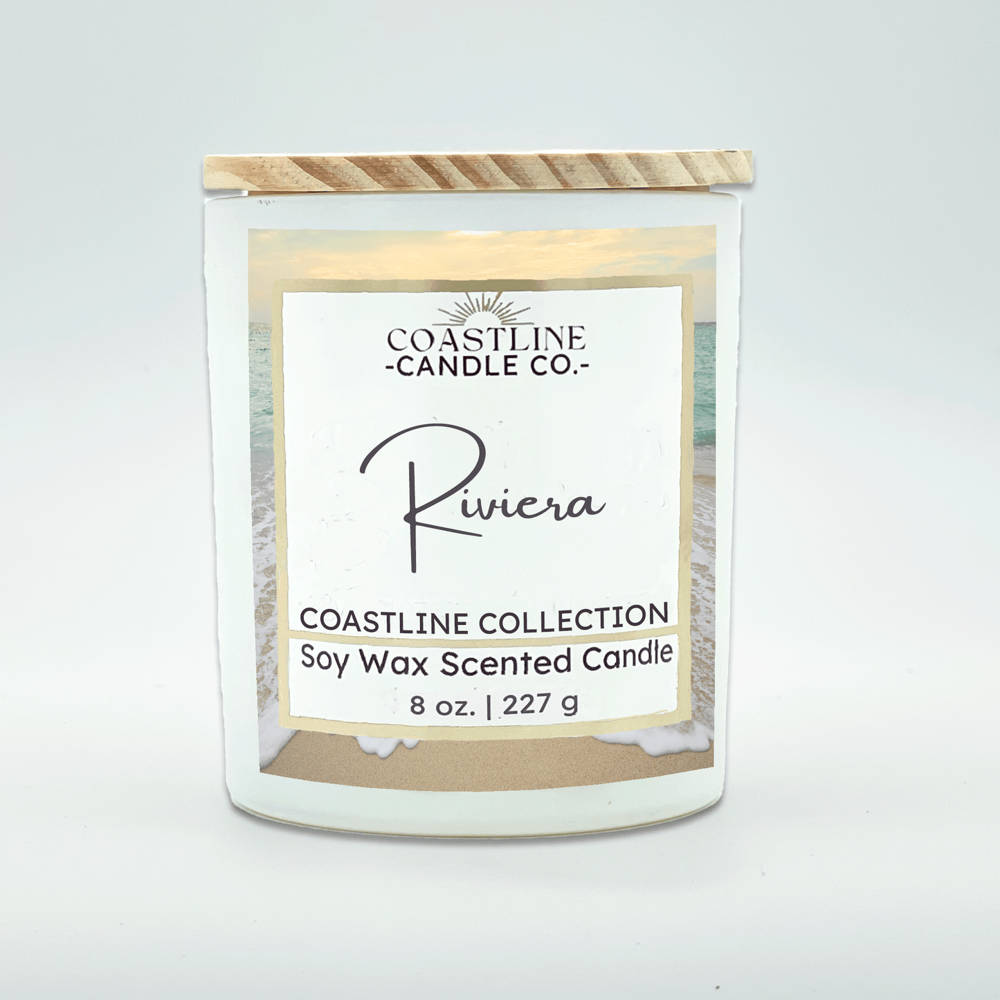 Riviera Soy Wax Candle - Coastline Collection in 8 oz. White Jar