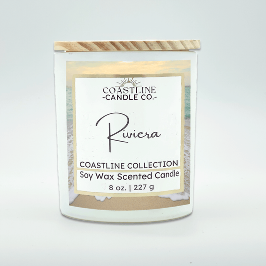 Riviera Soy Wax Candle - Coastline Collection in 8 oz. White Jar