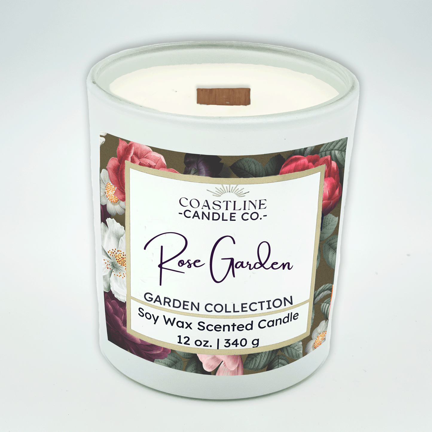 Rose Garden Soy Wax Candle - Garden Collection in 12 oz. White Jar