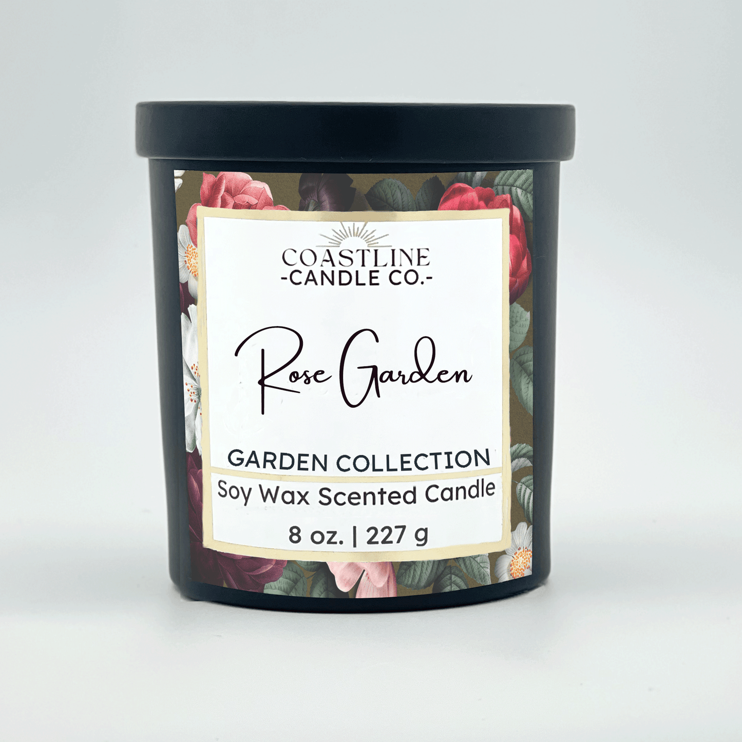 Rose Garden Soy Wax Candle - Garden Collection in 8 oz. Black Jar