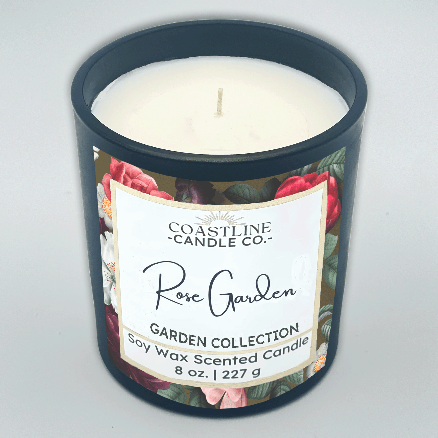 Rose Garden Soy Wax Candle - Garden Collection in 8 oz. Black Jar