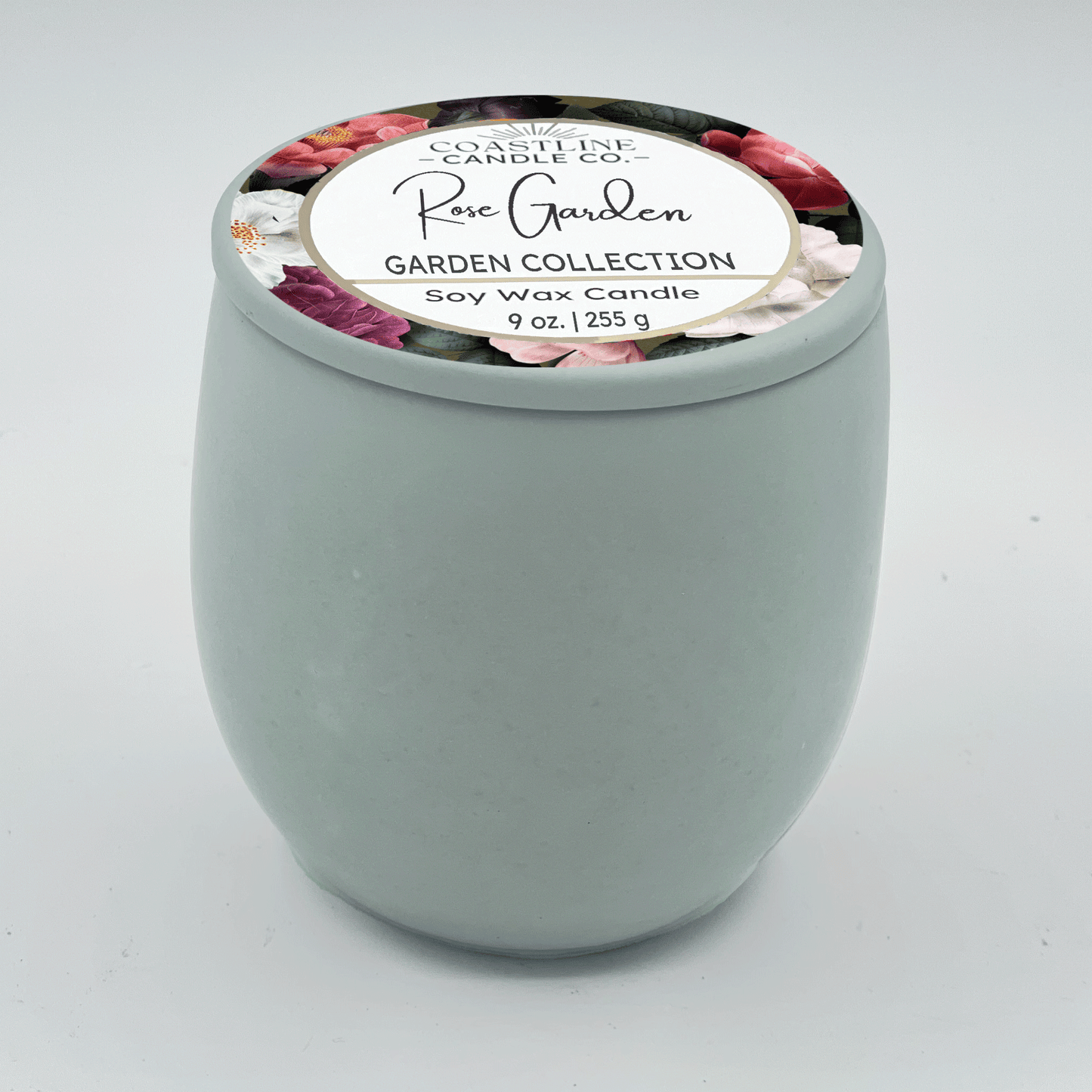 Rose Garden Soy Wax Candle - Garden Collection in 9 oz. Green Concrete Jar