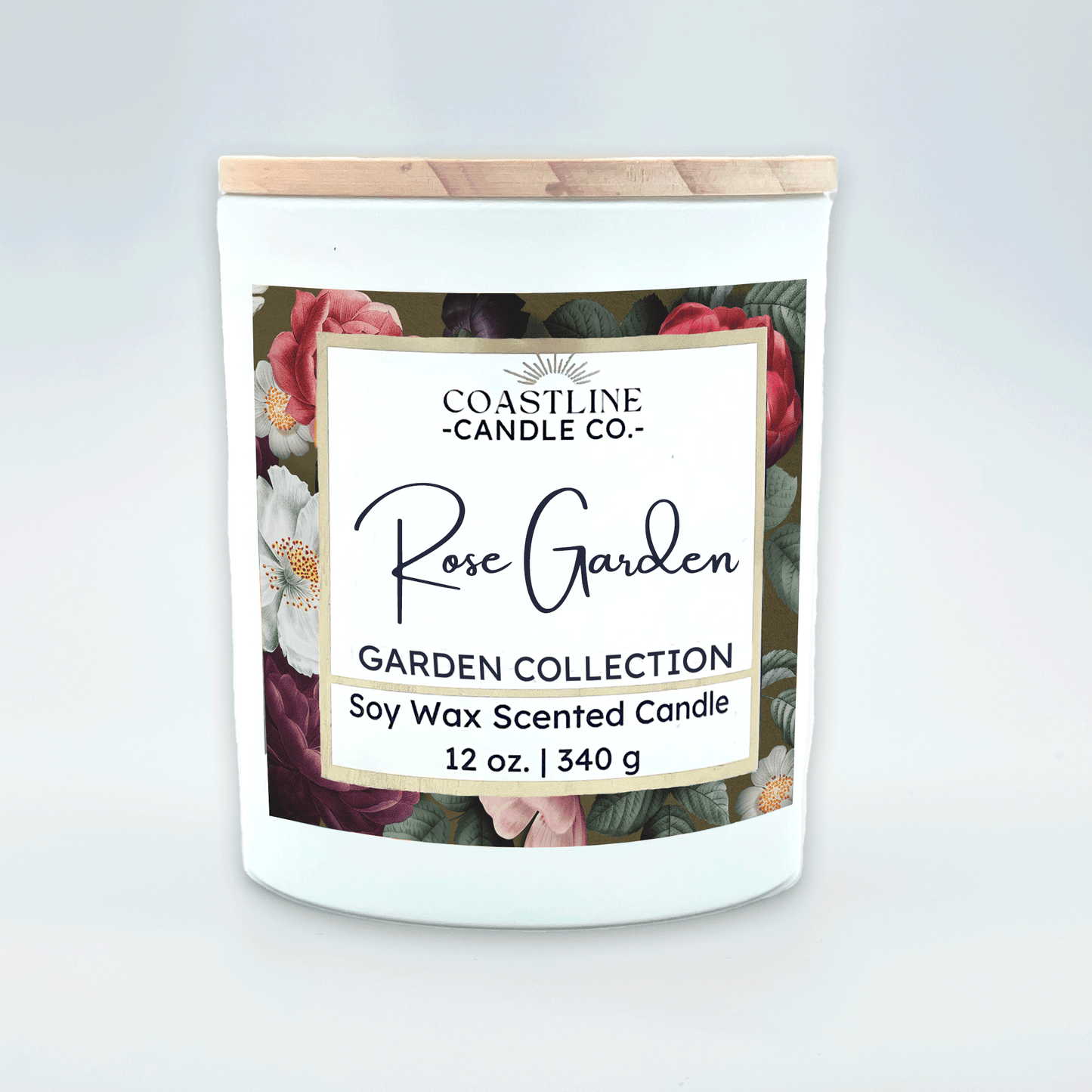 Rose Garden Soy Wax Candle - Garden Collection in 12 oz. White Jar