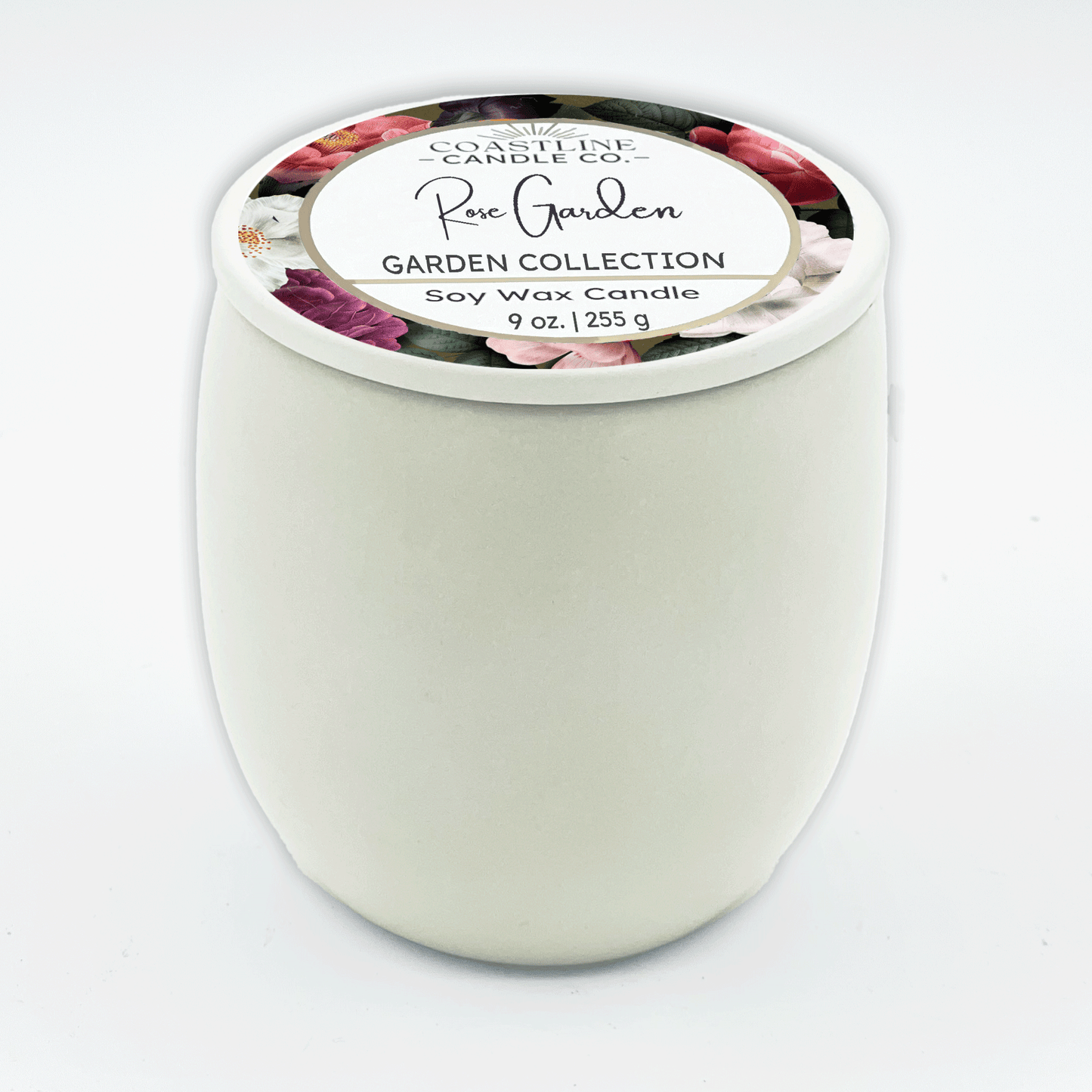 Rose Garden Soy Wax Candle - Garden Collection in 9 oz. White Concrete Jar