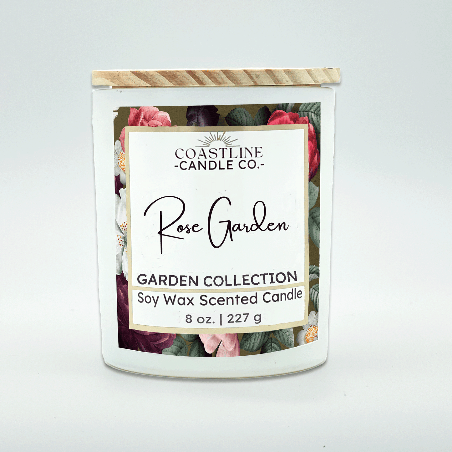 Rose Garden Soy Wax Candle - Garden Collection in 8 oz. white jar