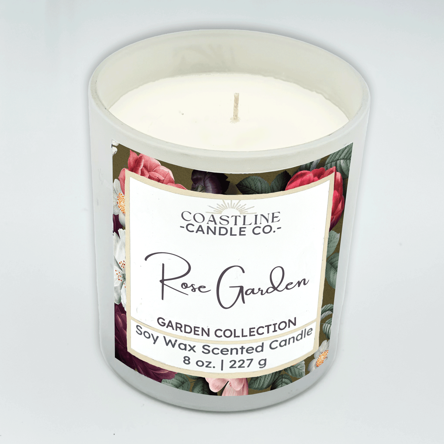 Rose Garden Soy Wax Candle - Garden Collection in 8 oz. white jar