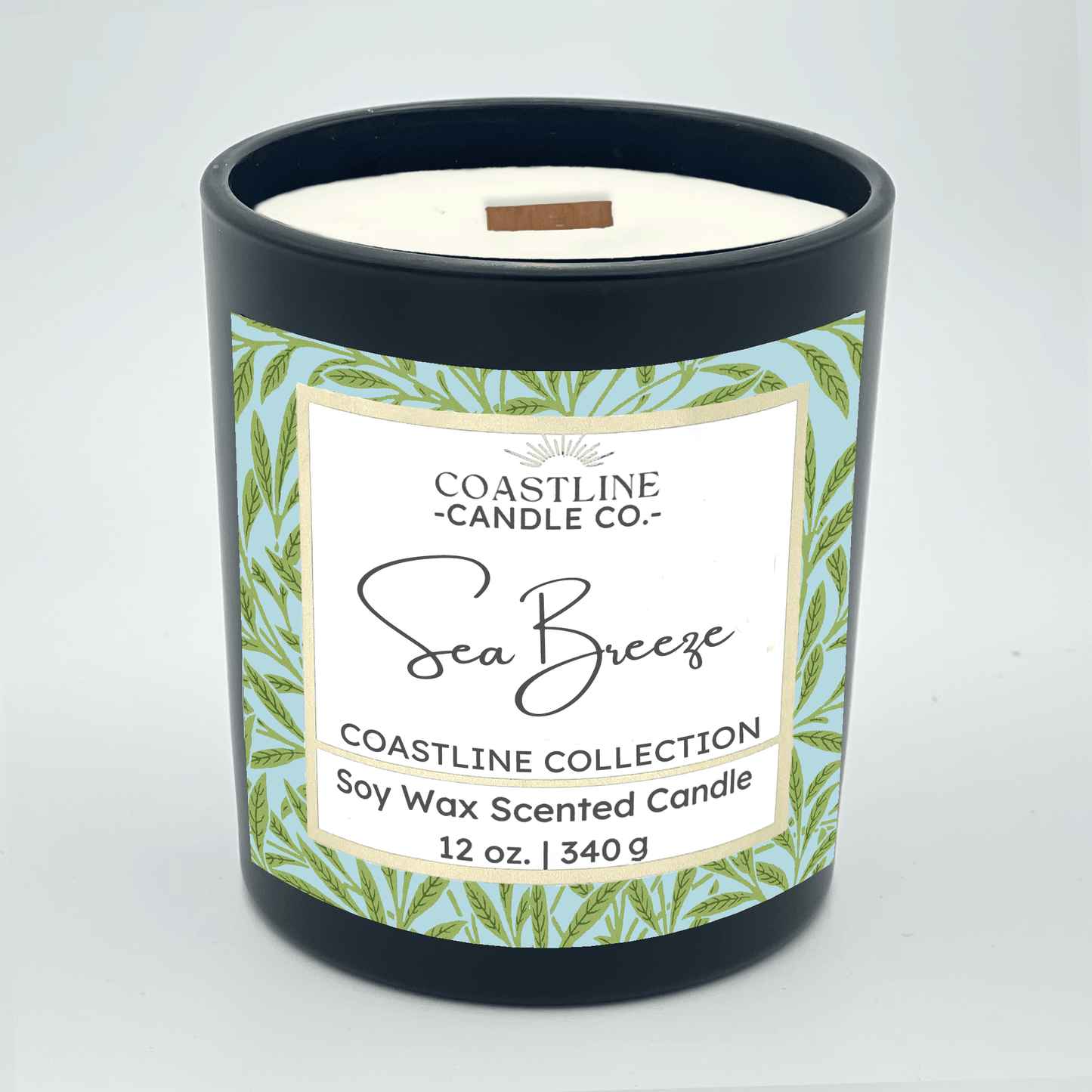 Sea Breeze Soy Wax Candle - Coastline Collection in 12 oz. Black Jar