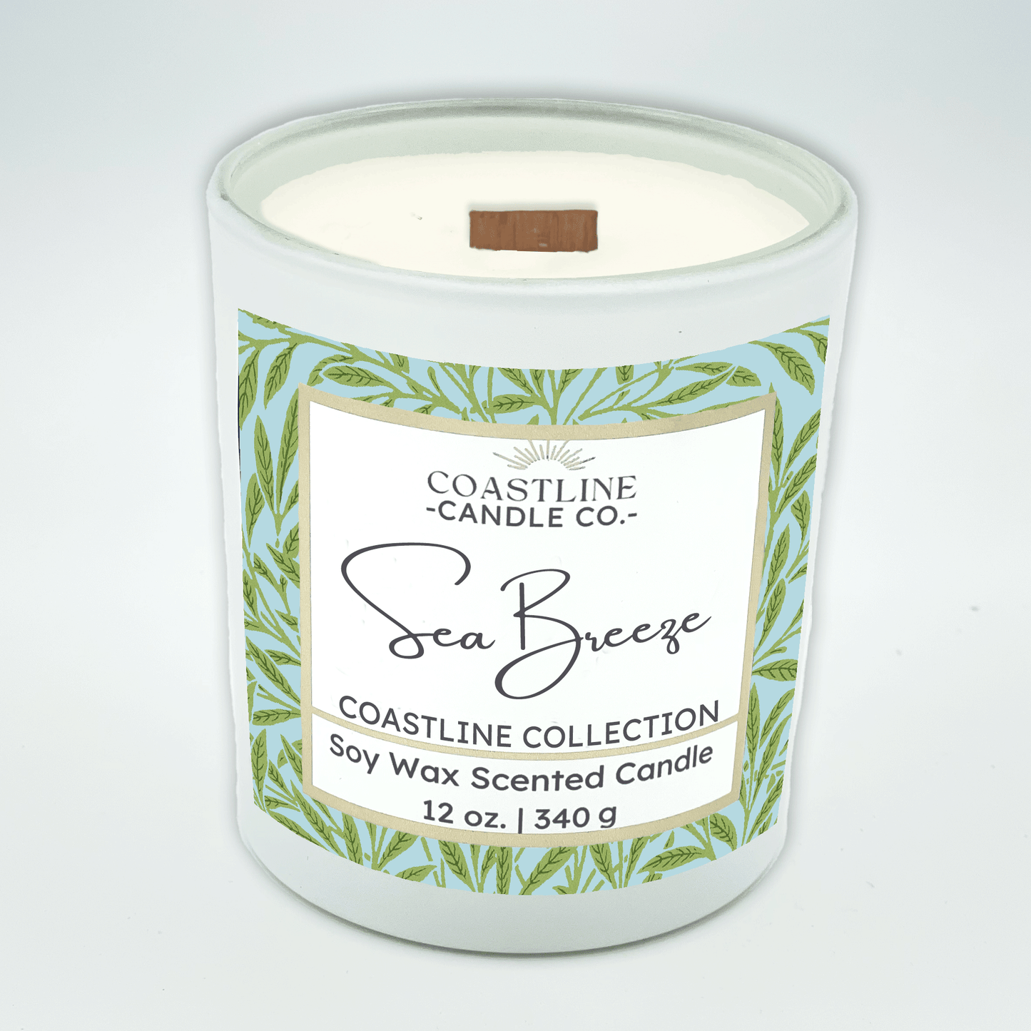 Sea Breeze Soy Wax Candle - Coastline Collection in 12 oz. White Jar