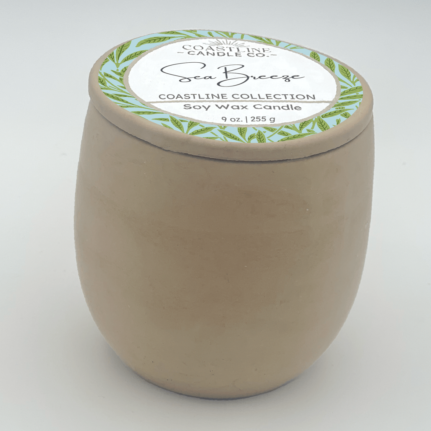 Sea Breeze Soy Wax Candle - Coastline Collection in 9 oz.Beige Concrete Jar