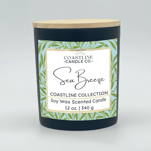 Sea Breeze Soy Wax Candle - Coastline Collection in 12 oz. Black Jar