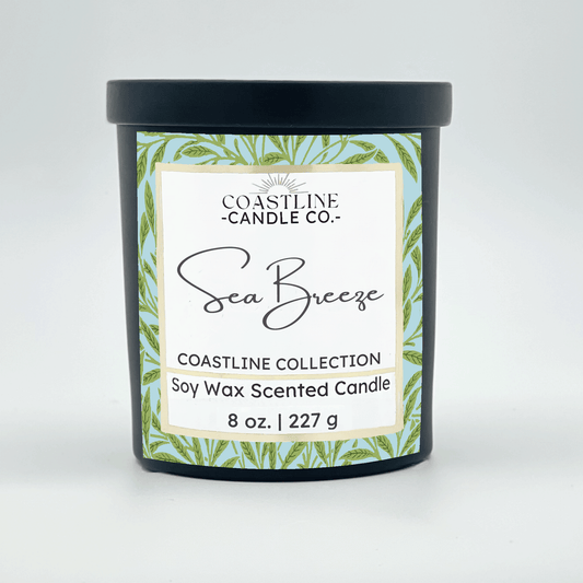 Sea Breeze Soy Wax Candle - Coastline Collection in 8 oz. Black Jar