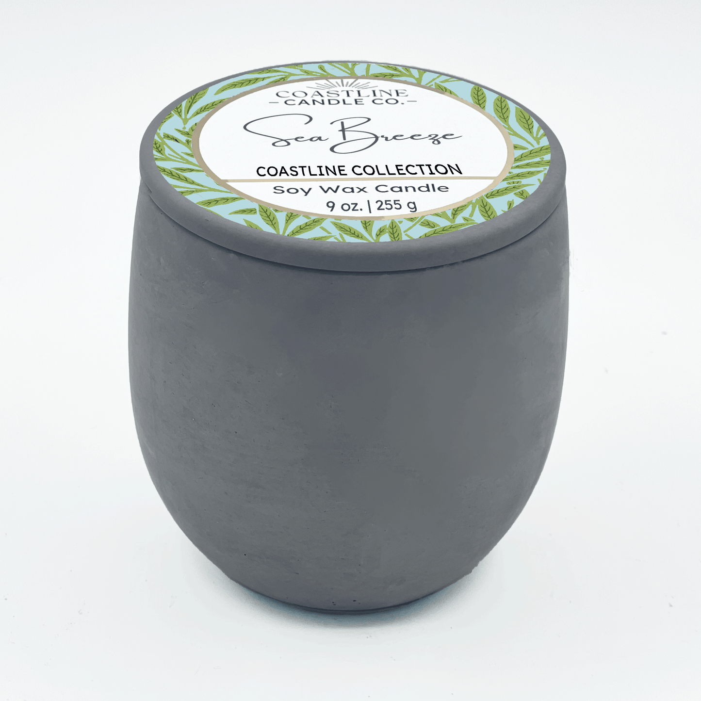 Sea Breeze Soy Wax Candle - Coastline Collection in 9 oz. Gray Concrete Jar