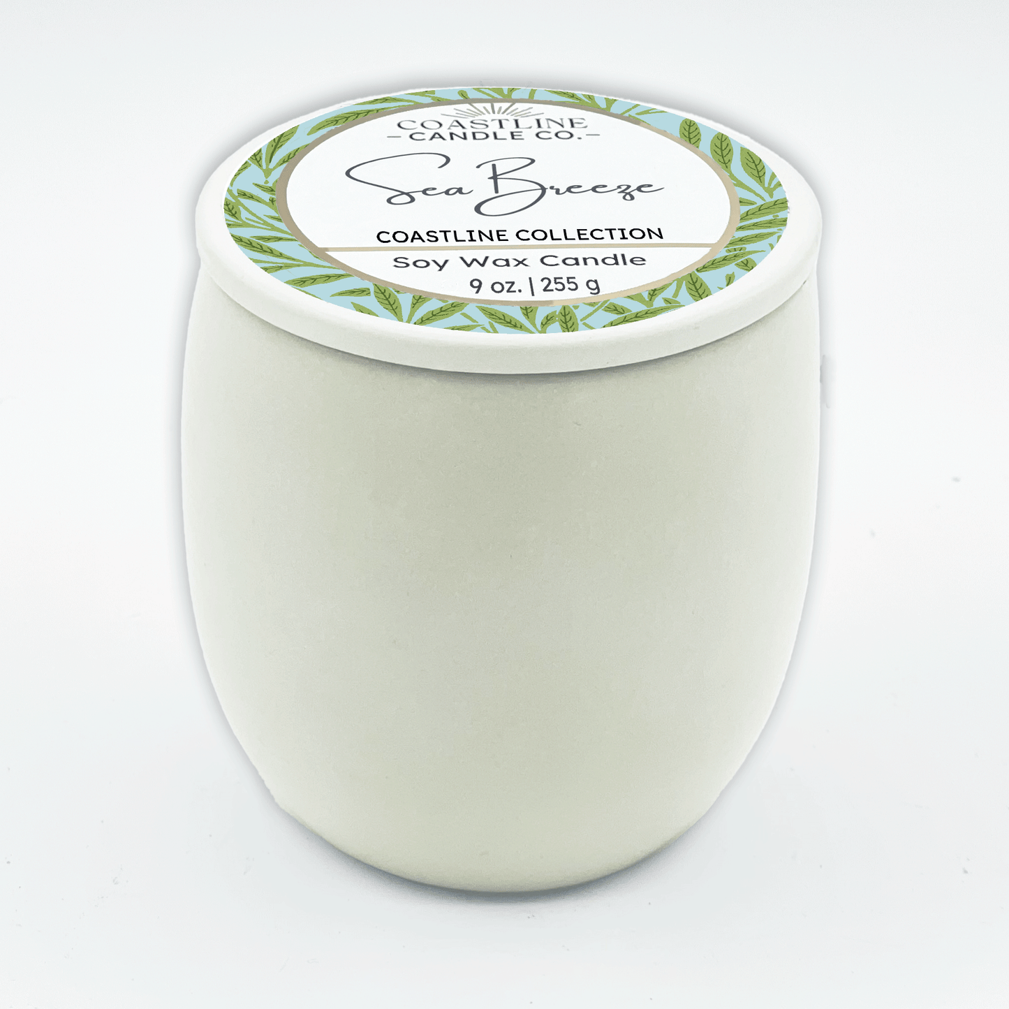 Sea Breeze Soy Wax Candle - Coastline Collection in 9 oz. White Concrete Jar