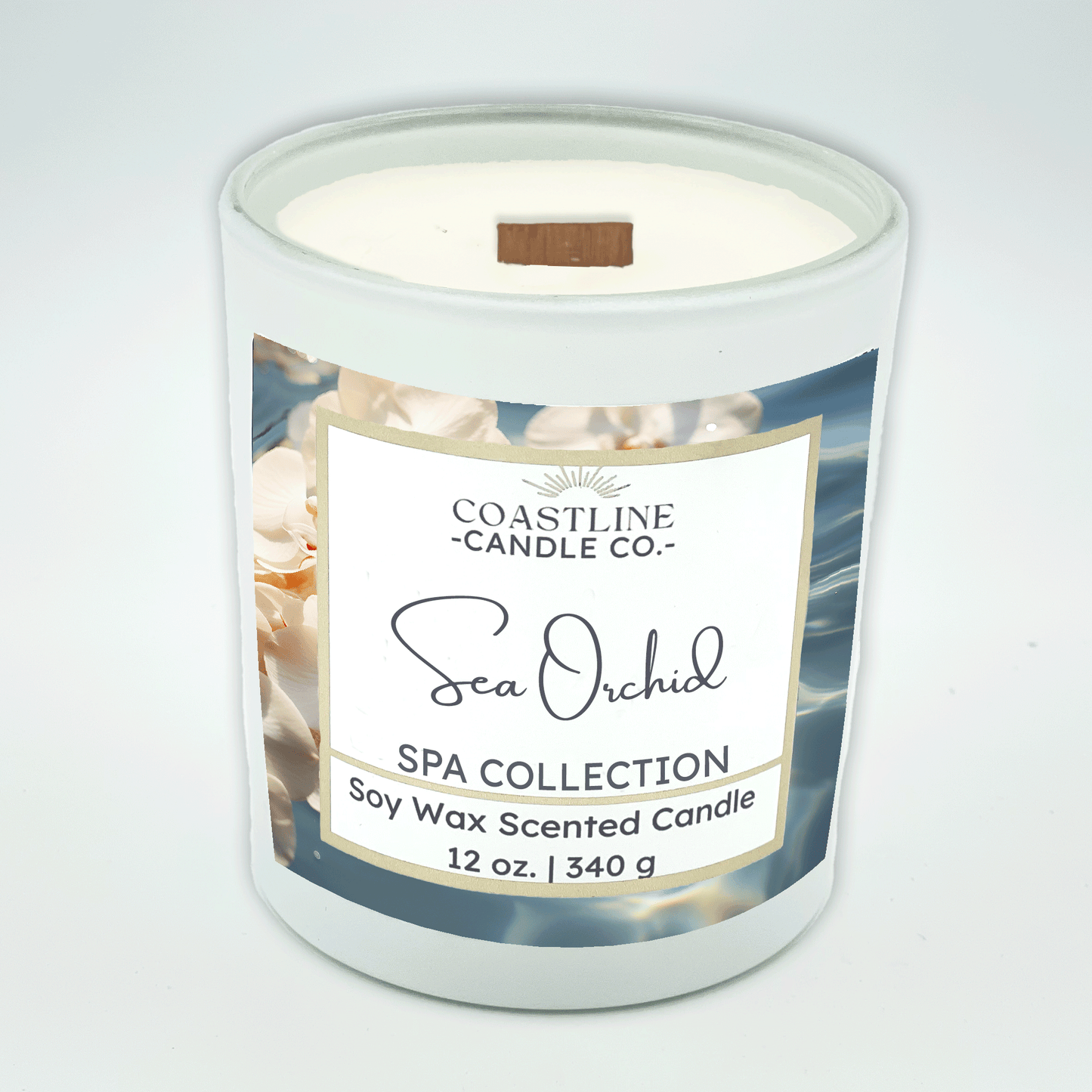 Sea Orchid Soy Wax Candle - Spa Collection in 12 oz. White Jar