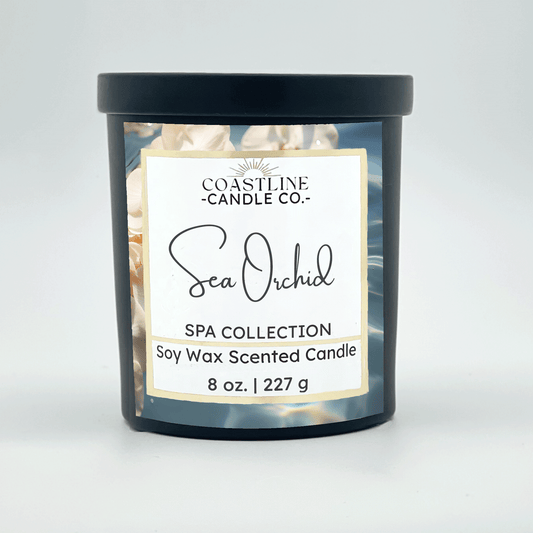 Sea Orchid Soy Wax Candle - Spa Collection in 8 oz. Black Jar