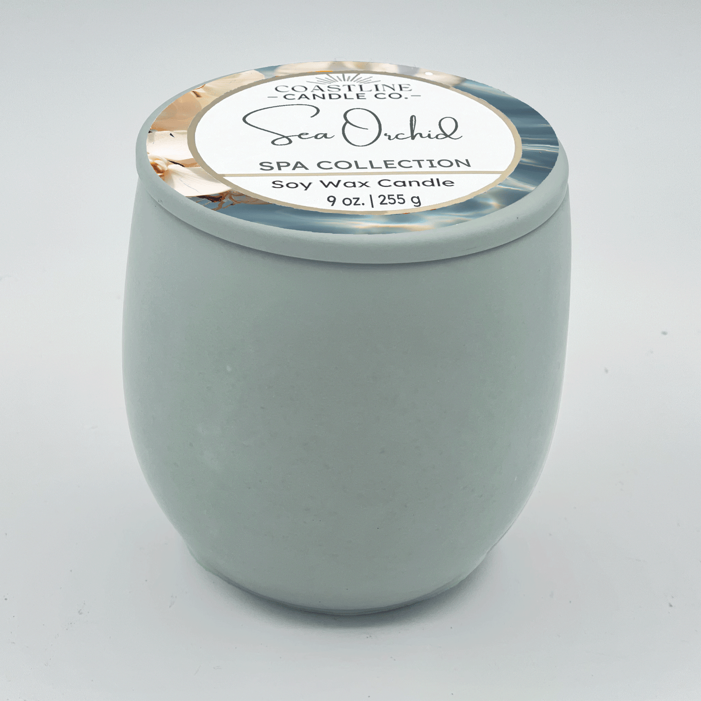 Sea Orchid Soy Wax Candle - Spa Collection in 9 oz. Green Concrete Jar