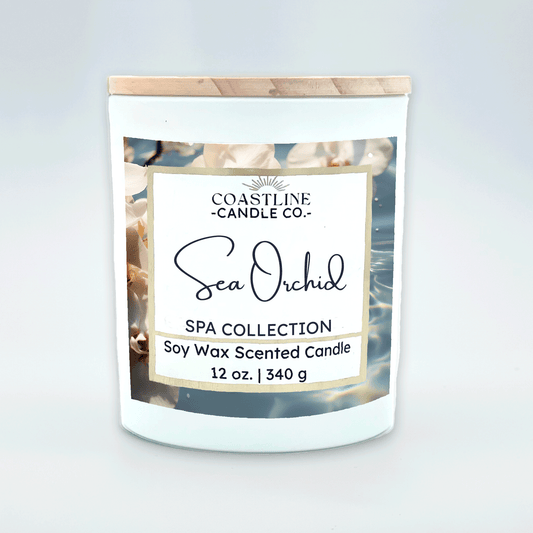 Sea Orchid Soy Wax Candle - Spa Collection in 12 oz. White Jar