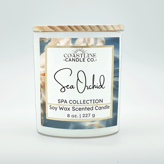 Sea Orchid Soy Wax Candle - Spa Collection in 8 oz. White Jar