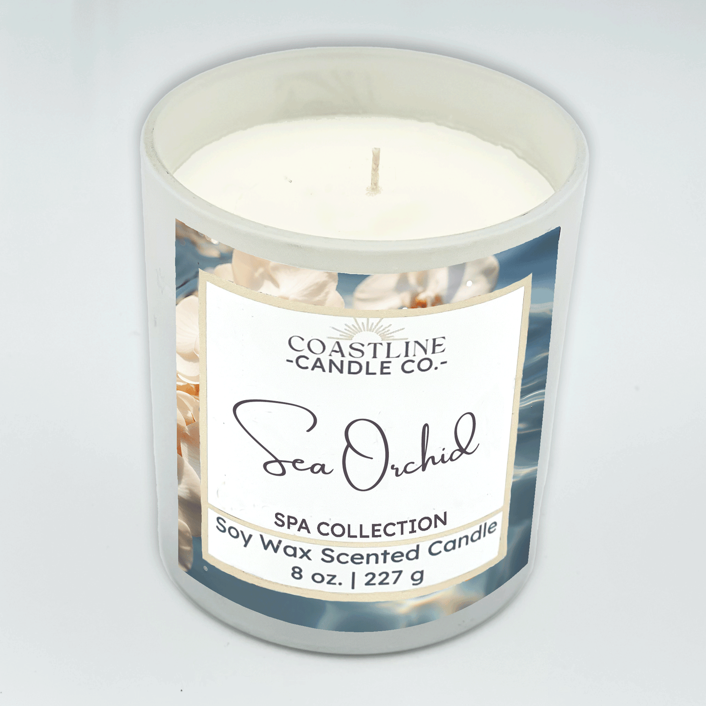 Sea Orchid Soy Wax Candle - Spa Collection in 8 oz. White Jar