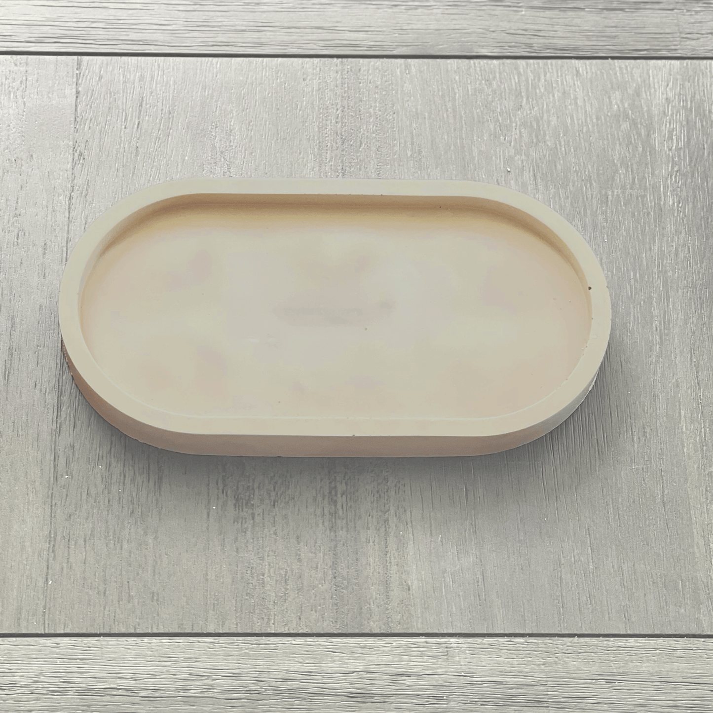 Small Oval Beige Concrete Tray for Candles, Keys, Jewelry, Room Spray, Decorative and more!