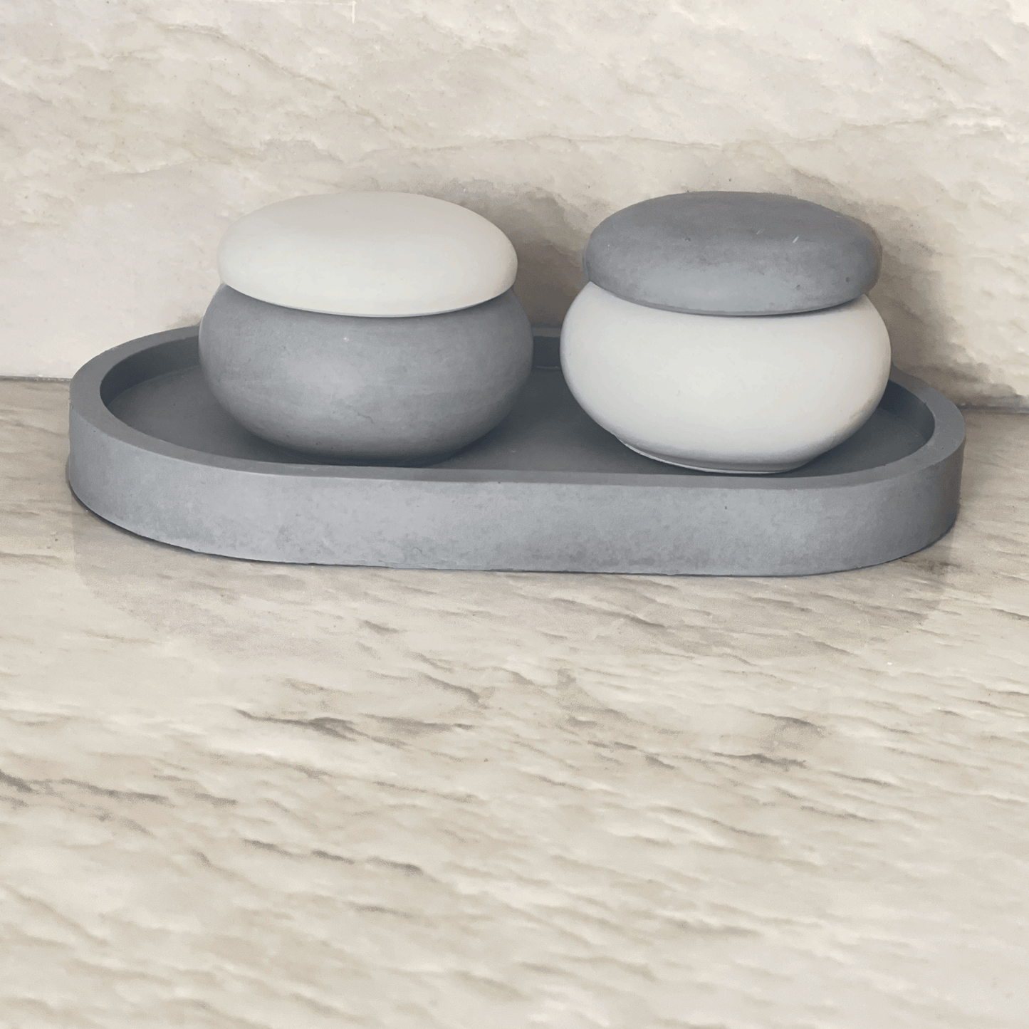 Small Gray Oval Concrete Tray for Candles, Keys, Jewelry, Room Spray, Decorative and more!