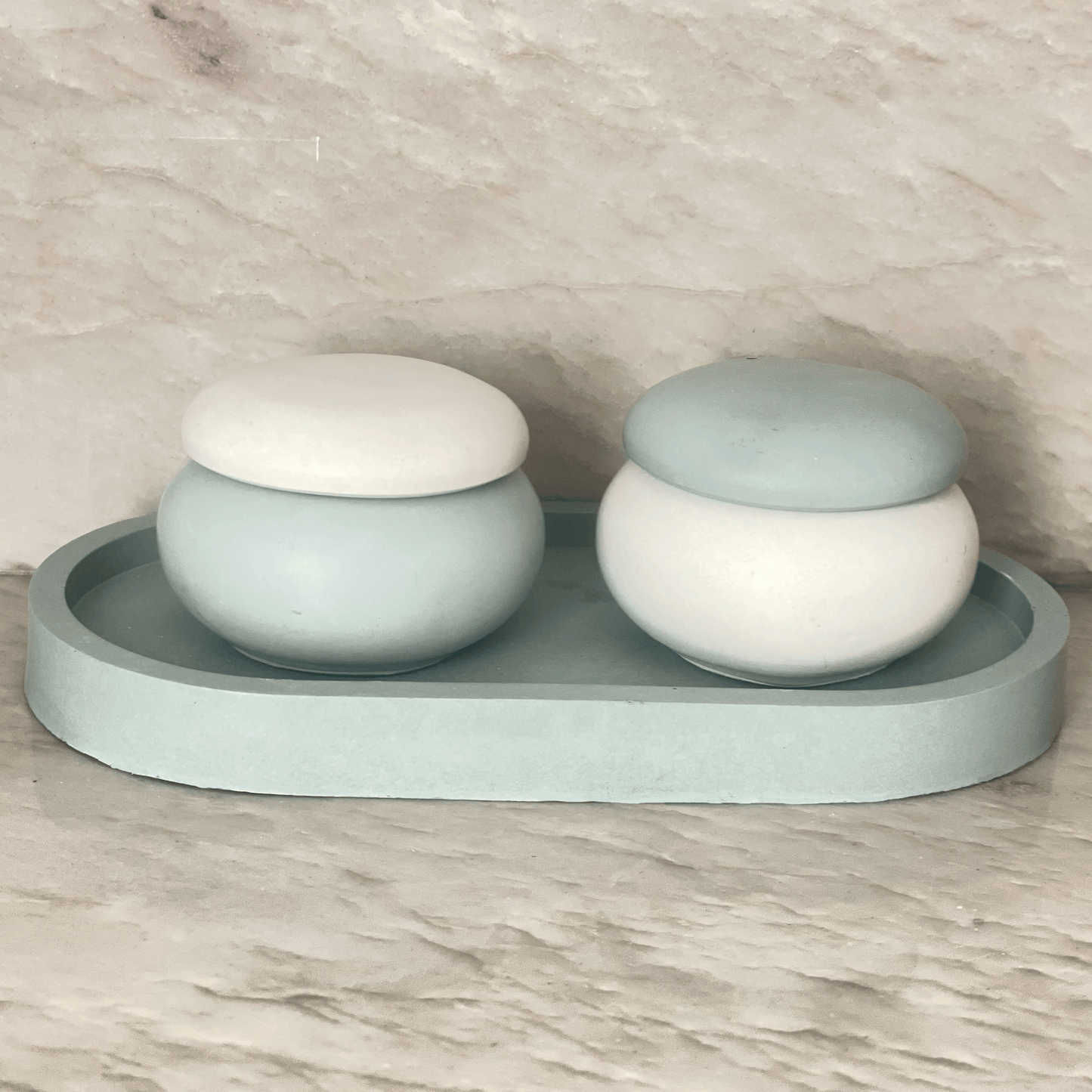 Small Green Oval Concrete Tray for Candles, Keys, Jewelry, Room Spray, Decorative and more!