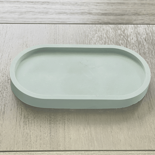 Small Green Oval Concrete Tray for Candles, Keys, Jewelry, Room Spray, Decorative and more!