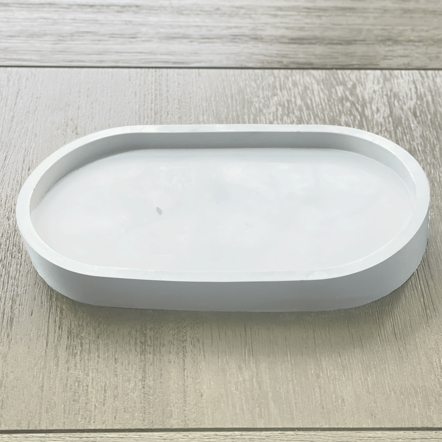 Small White Oval Concrete Tray for Candles, Keys, Jewelry, Room Spray, Decorative and more!