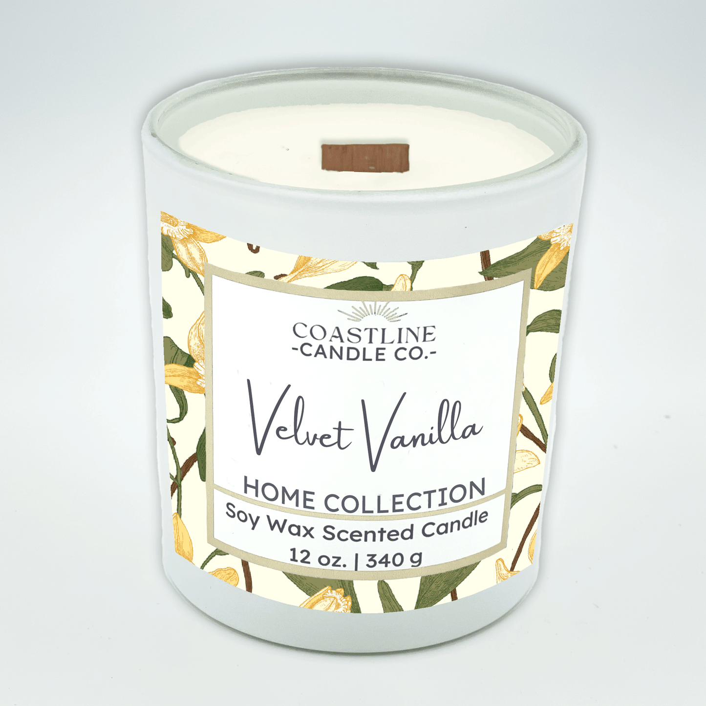 Velvet Vanilla Soy Wax Candle - Home Collection in 12 oz. White Jar