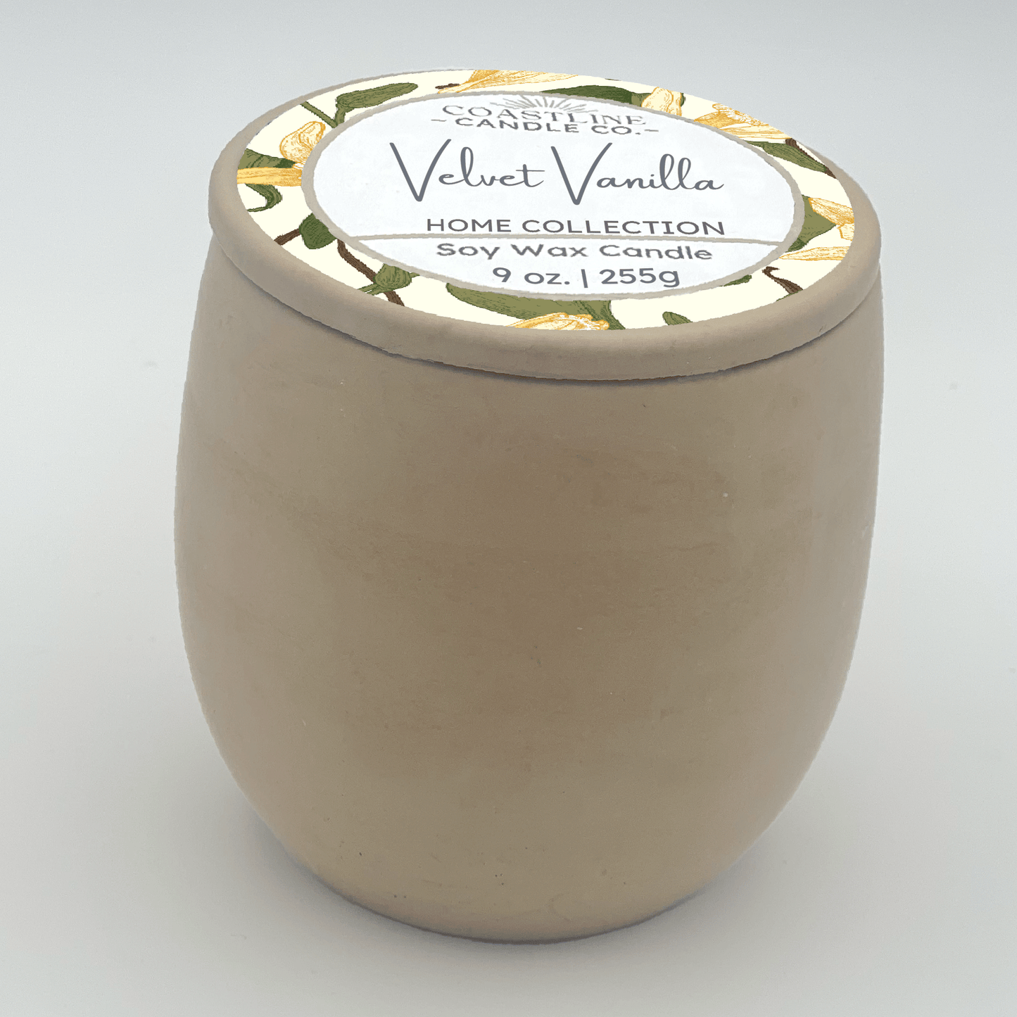 Velvet Vanilla Soy Wax Candle - Home Collection in 9 oz. Beige Concrete Jar