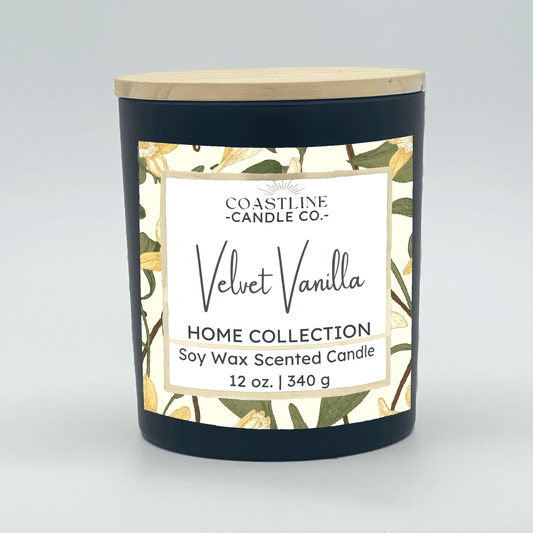 Velvet Vanilla Soy Wax Candle - Home Collection in 12 oz. Black Jar