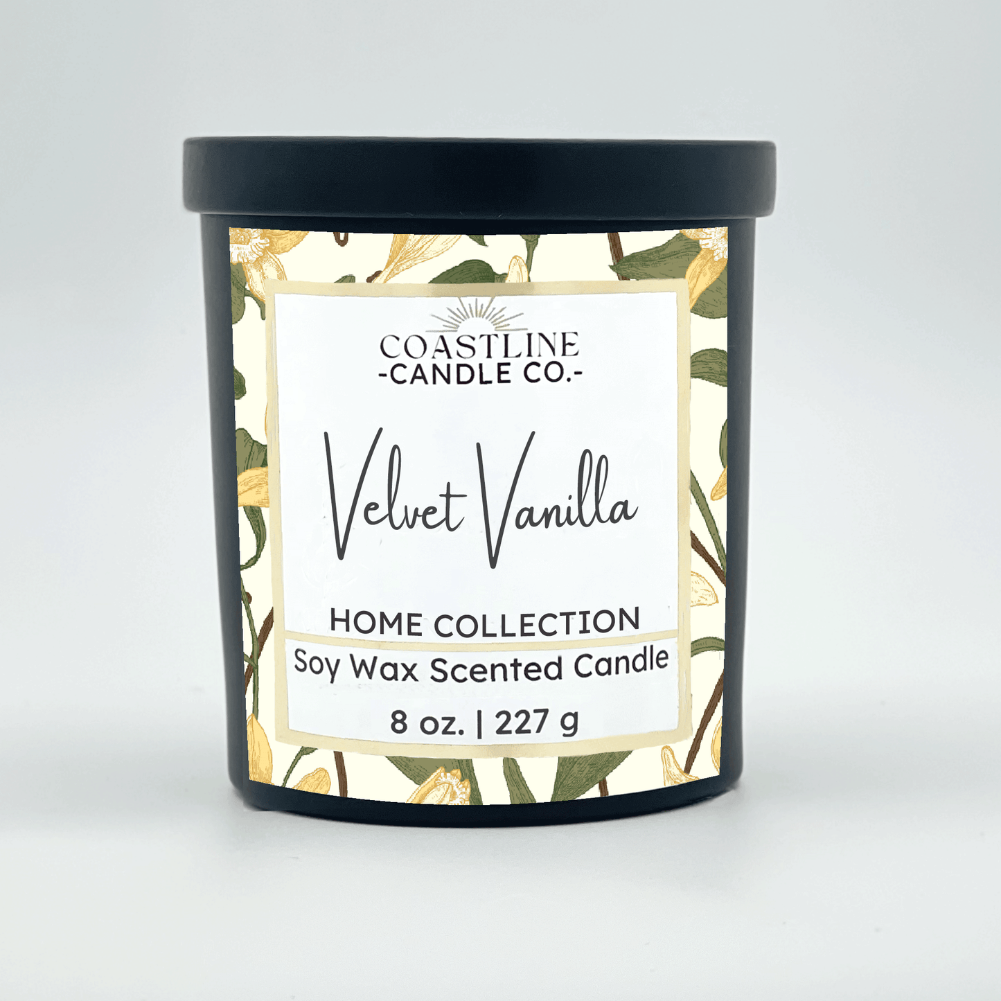 Velvet Vanilla Soy Wax Candle - Home Collection in 8 oz. Black Jar