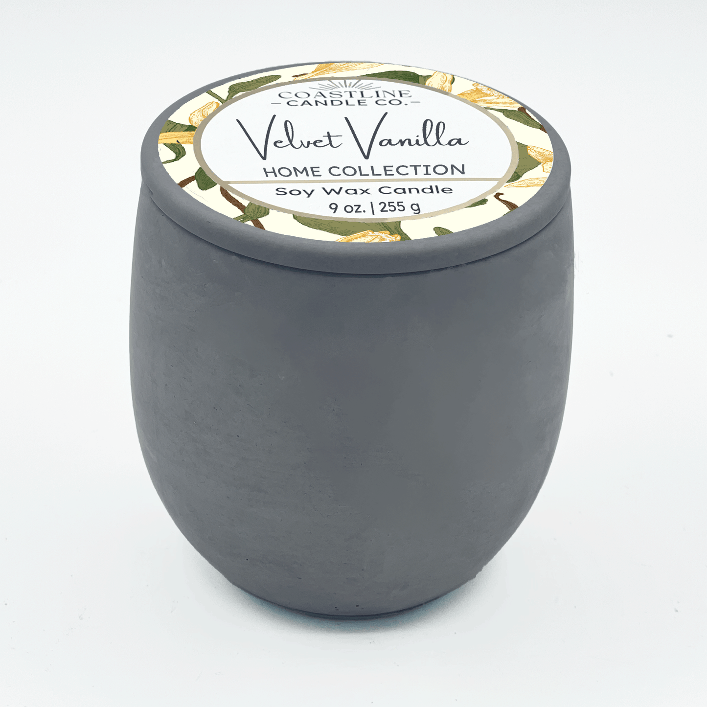 Velvet Vanilla Soy Wax Candle - Home Collection in 9 oz. Gray Concrete Jar