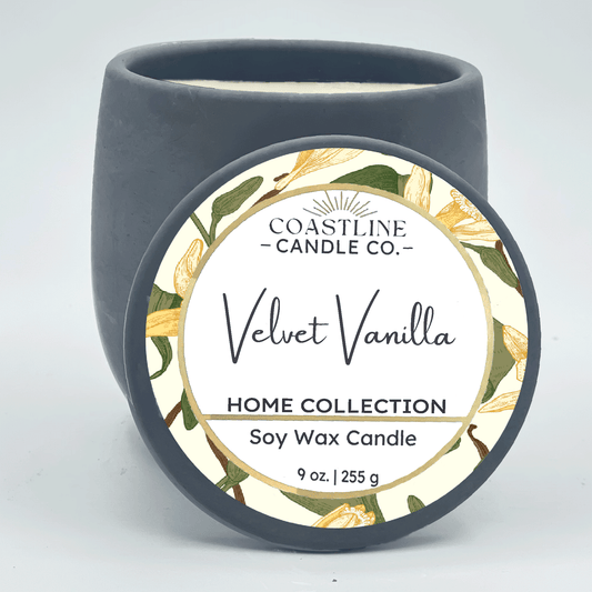 Velvet Vanilla Soy Wax Candle - Home Collection in 9 oz. Gray Concrete Jar