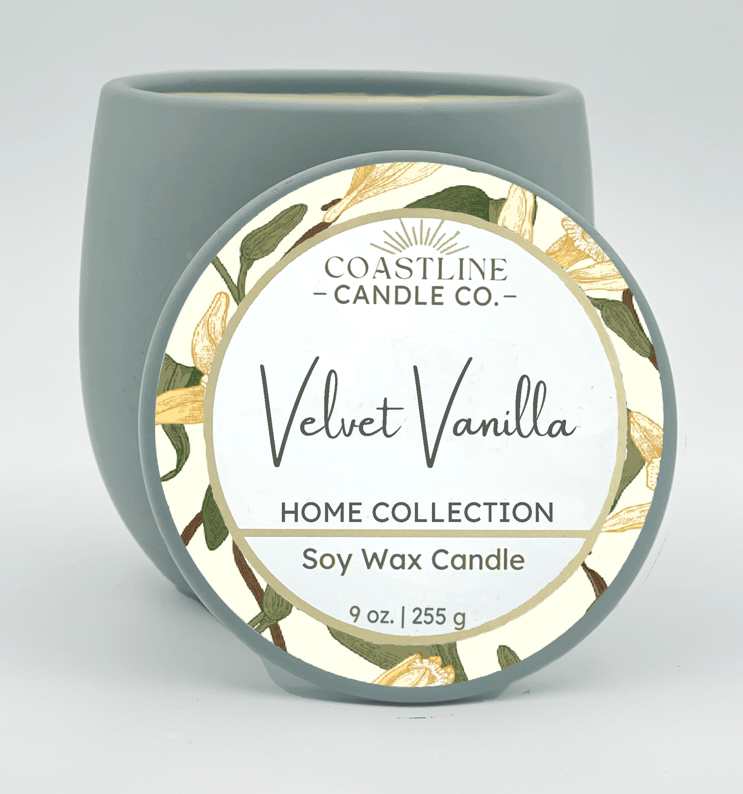 Velvet Vanilla Soy Wax Candle - Home Collection in 9 oz. Green Concrete Jar