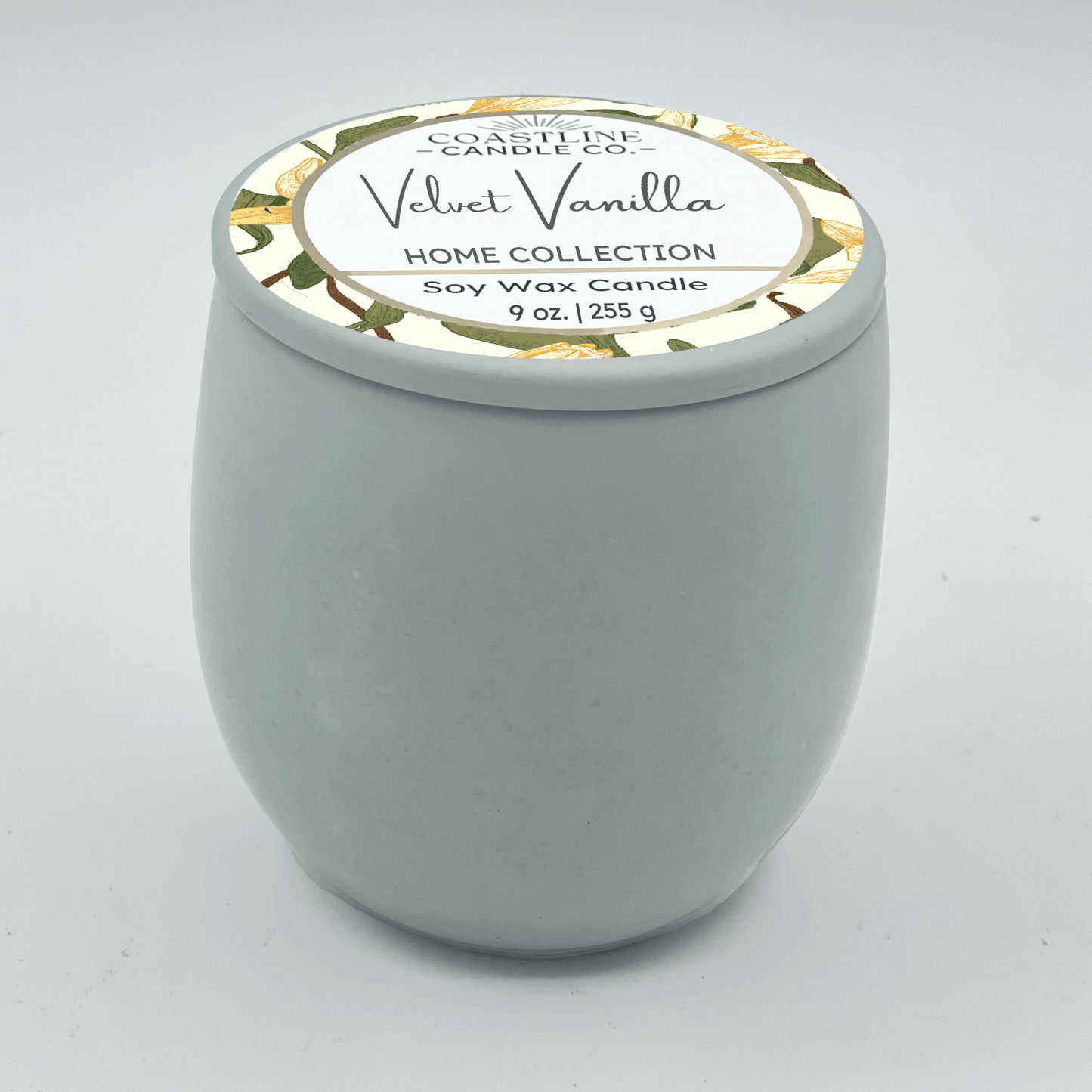 Velvet Vanilla Soy Wax Candle - Home Collection in 9 oz. Green Concrete Jar