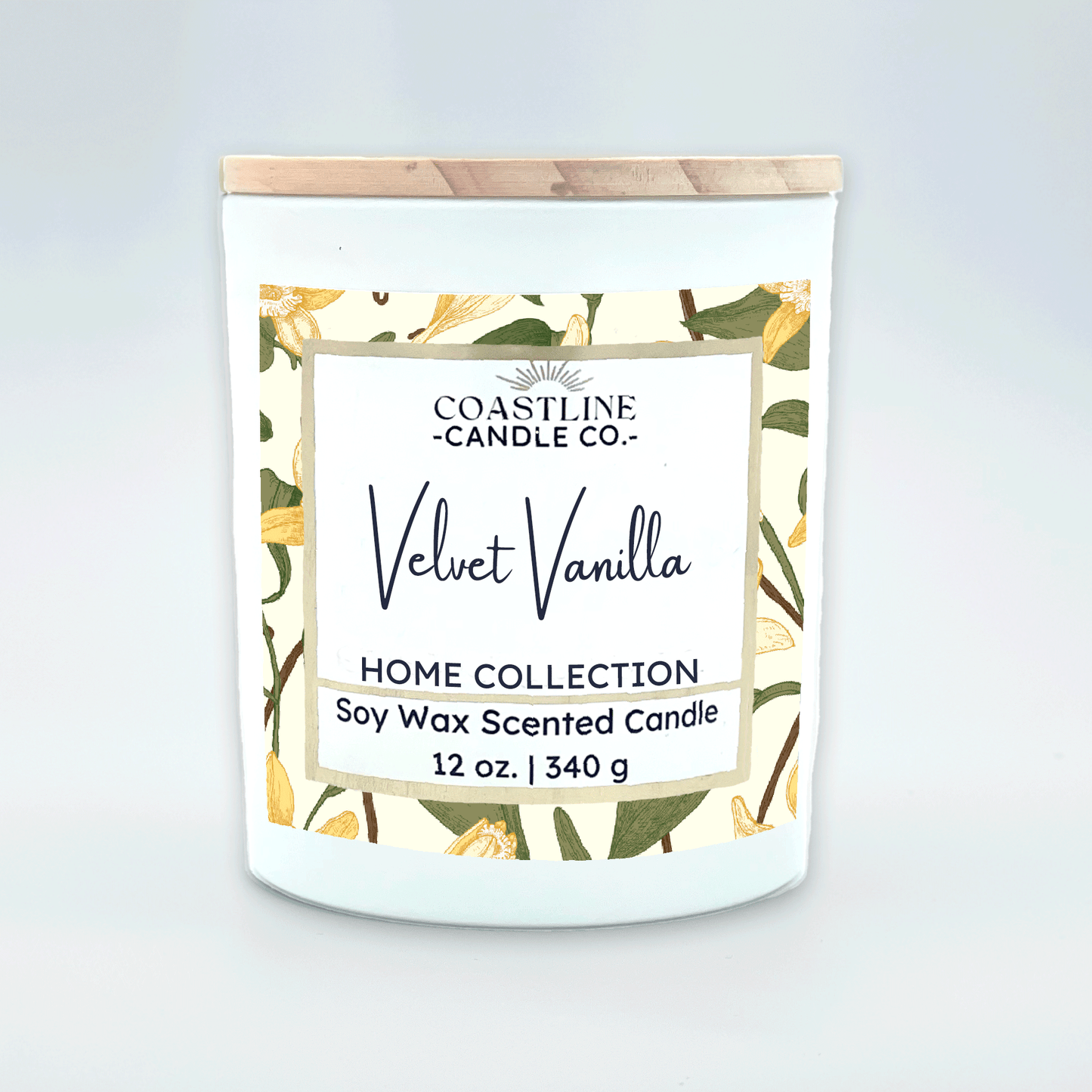 Velvet Vanilla Soy Wax Candle - Home Collection in 12 oz. White Jar