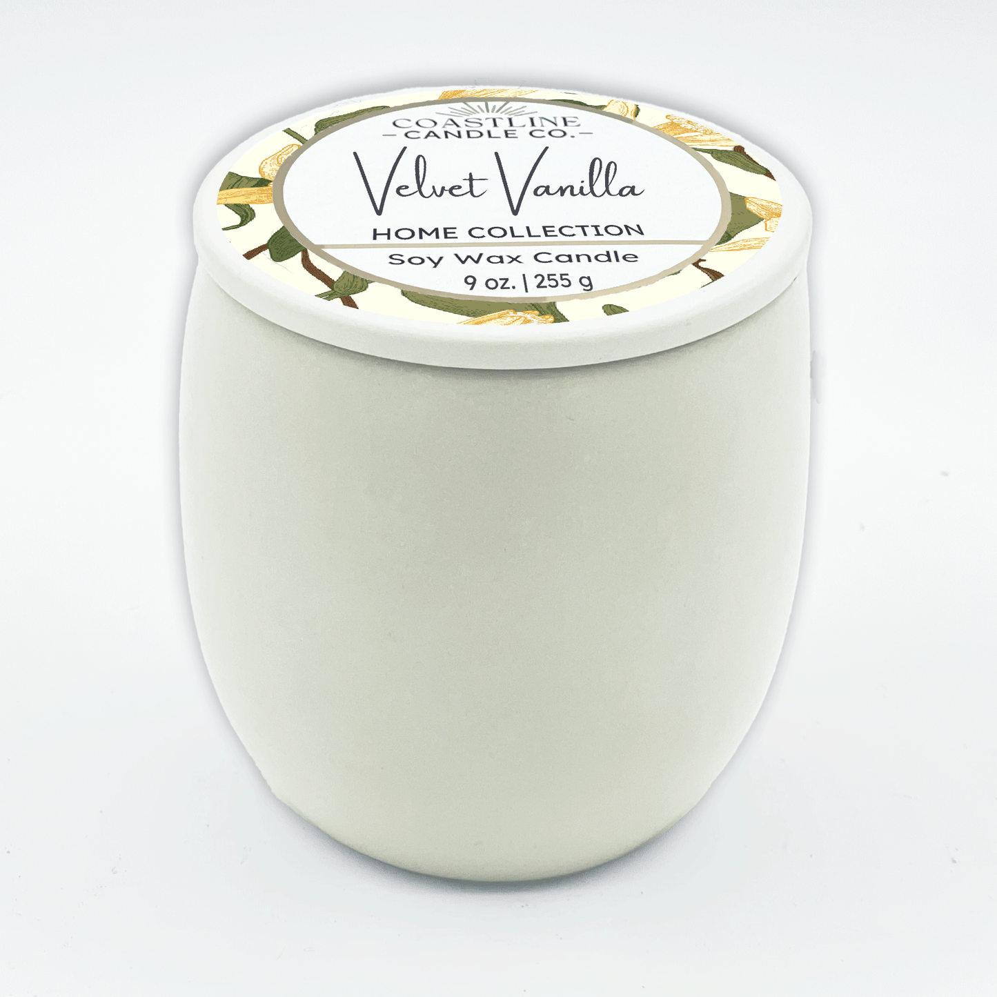 Velvet Vanilla Soy Wax Candle - Home Collection in 9 oz. White Concrete Jar