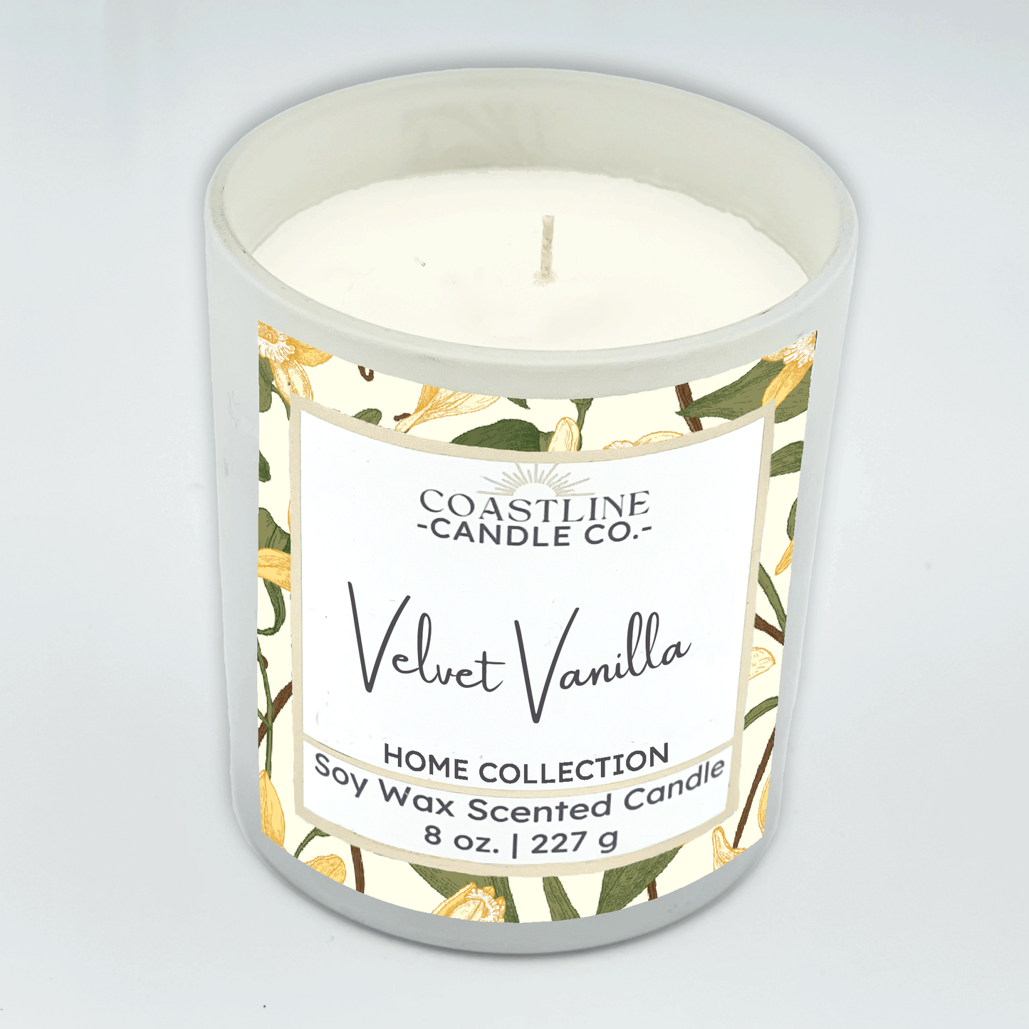 Velvet Vanilla Soy Wax Candle - Home Collection in 8 oz. White Jar